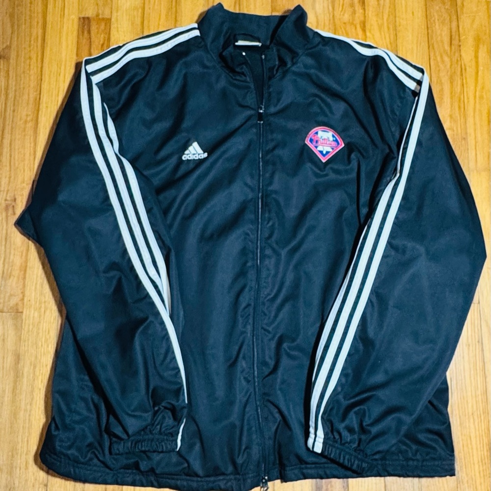 Adidas Vintage Men’s XL Philadelphia Phillies Black  Track Jacket MLB Climalite